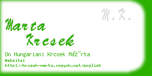 marta krcsek business card